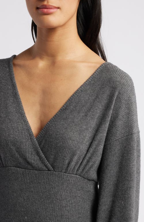 Shop Loveappella Empire Tie Back Rib Top In Charcoal