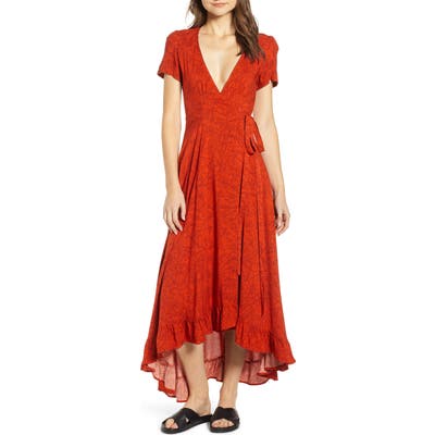 Lira Clothing Daniella Floral Print Wrap Dress, Red