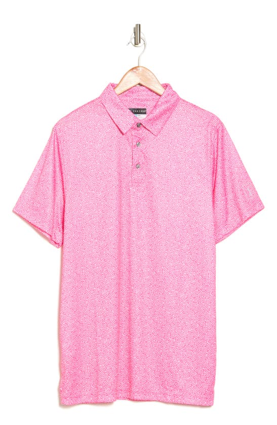 Shop Pga Tour Geo Print Golf Polo In Pink Carnation