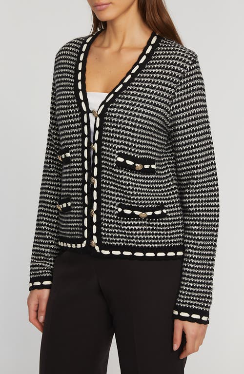 Shop Elie Tahari The Alta Wool & Cashmere Cardigan In Noir/sky White