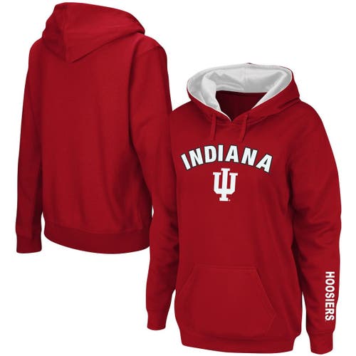 COLOSSEUM Women's Crimson Indiana Hoosiers Arch & Logo 1 Pullover Hoodie