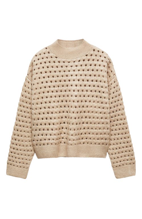 Mango Women's Openwork Details Knitted Jumper In Light/pastel Grey