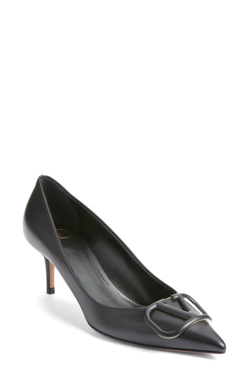 Valentino Garavani VLOGO Kitten Heel Pointed Toe Pump Black at Nordstrom,