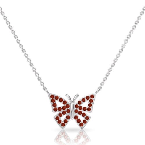 Donatello Gian Red Butterfly Pendant Necklace In Red