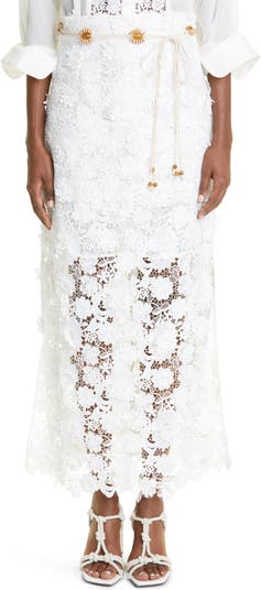 Zimmermann Raie Lace Flower Skirt | Nordstrom