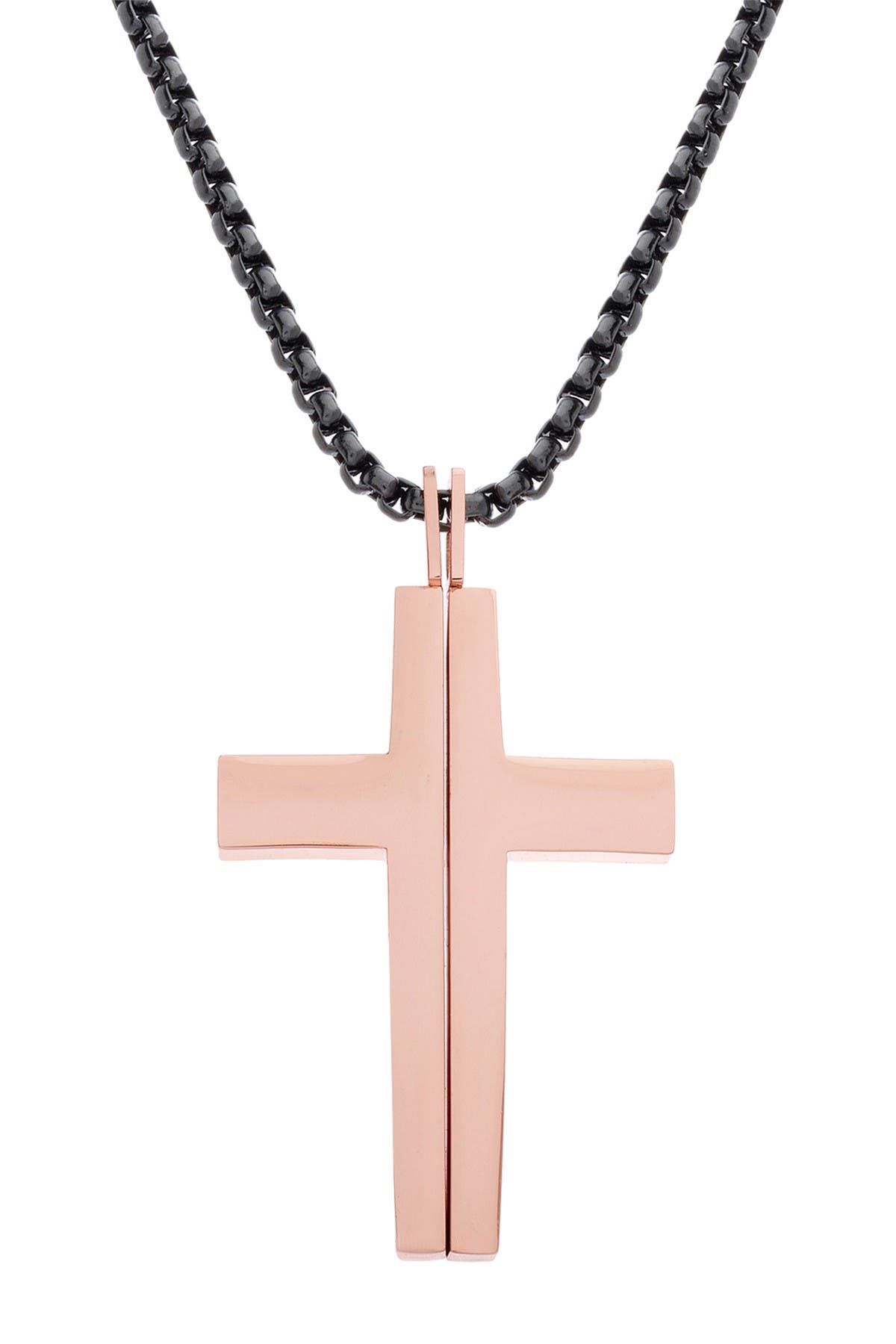 Steve Madden Splitting Cross Pendant Necklace In Pink