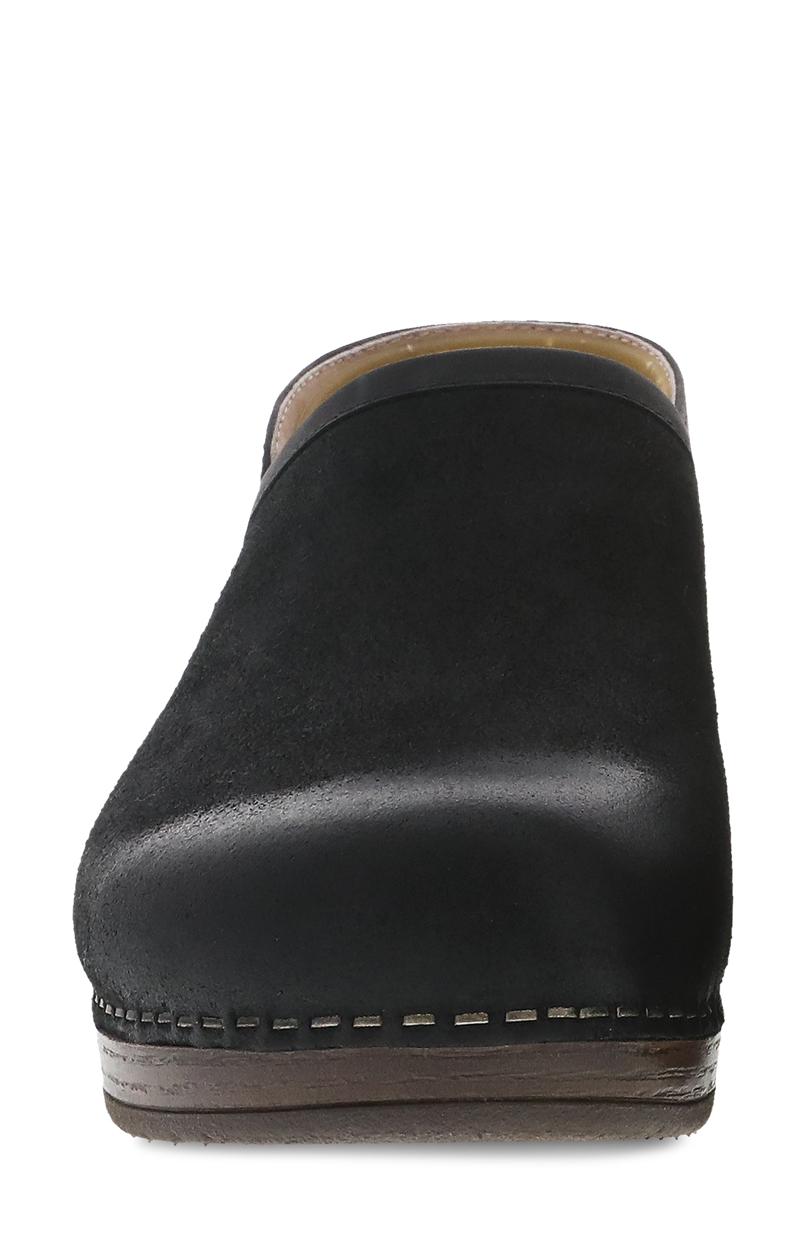 dansko black suede clogs