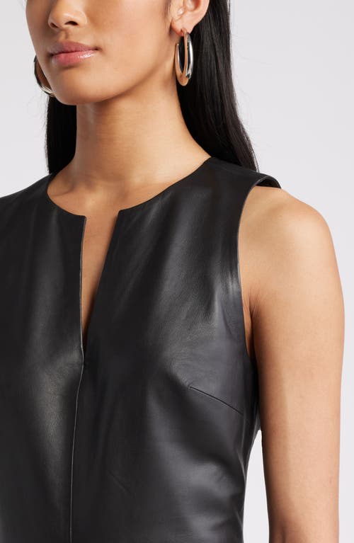 Shop Nordstrom A-line Leather Dress In Black