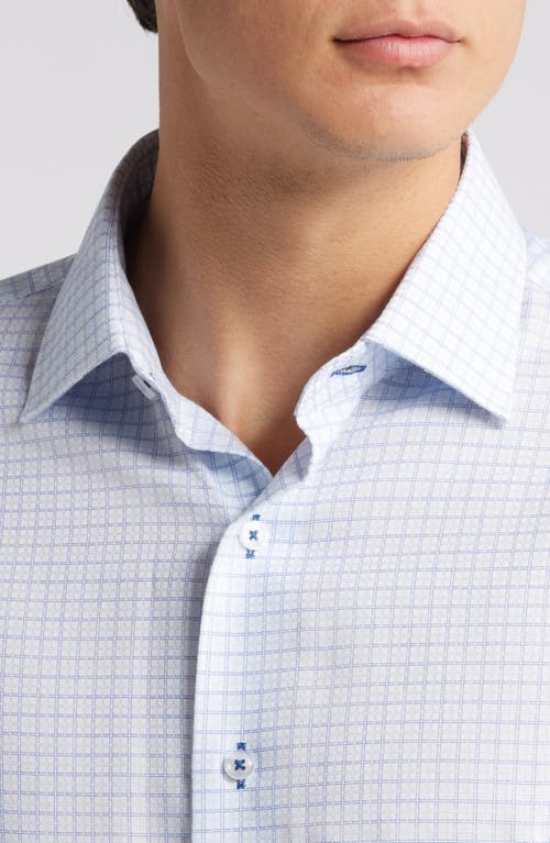 Lorenzo Uomo Trim Fit Textured Windowpane Check Cotton Dress Shirt In Light Blue
