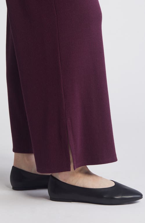 Shop Eileen Fisher Rib Wide Leg Ankle Pants In Blackberry