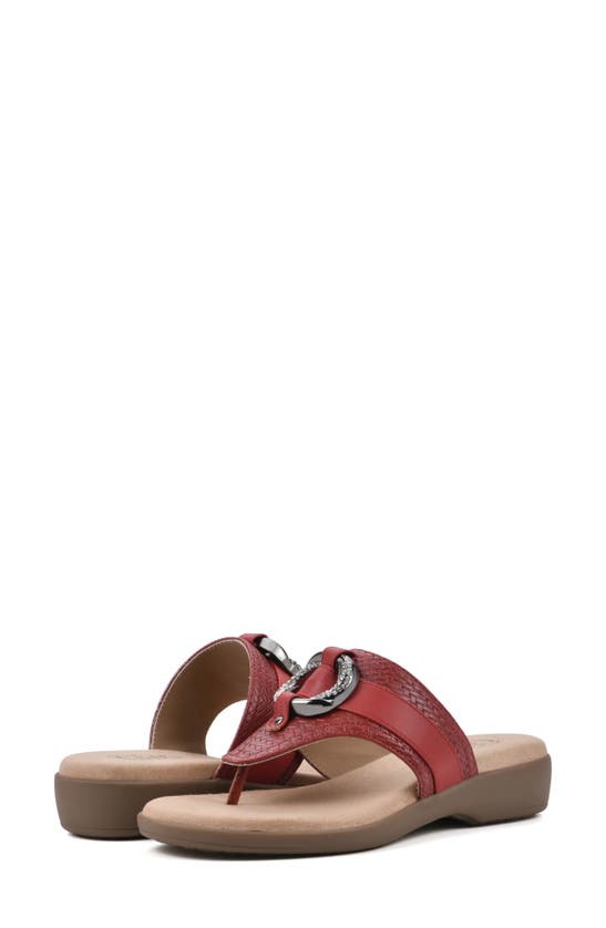 Cliffs By White Mountain Benedict Wedge Thong Sandal In Red/ Woven