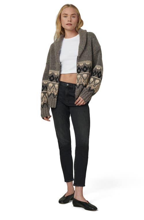 Joe's The Inga Fair Isle Zip Front Cardigan In Charcoal Brown Fai