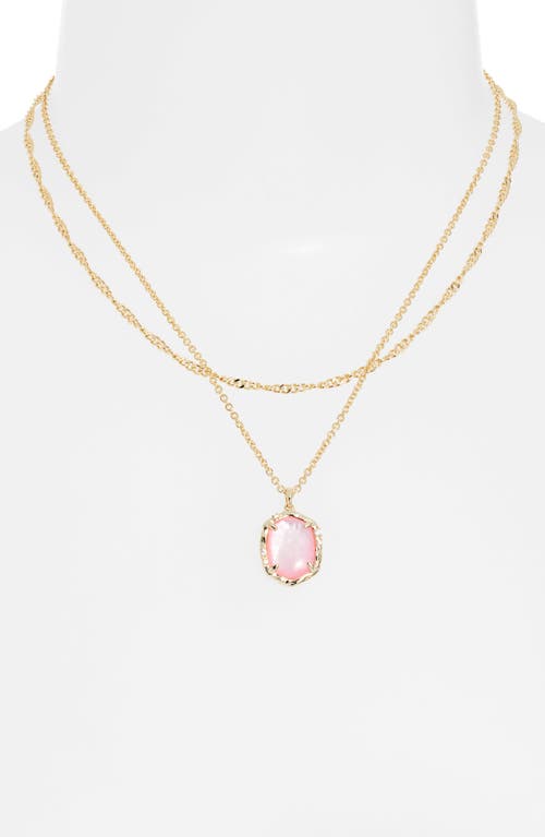 Kendra Scott Daphne Layered Coral Pendant Necklace In Gold Blush Mother Of Pearl