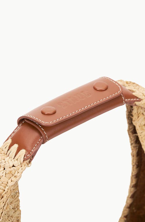 Staud Raffia Moon Shoulder Bag In Natural/tan