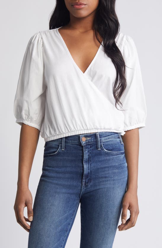 Shop Nation Ltd Charlene Puff Sleeve Organic Cotton Top In White