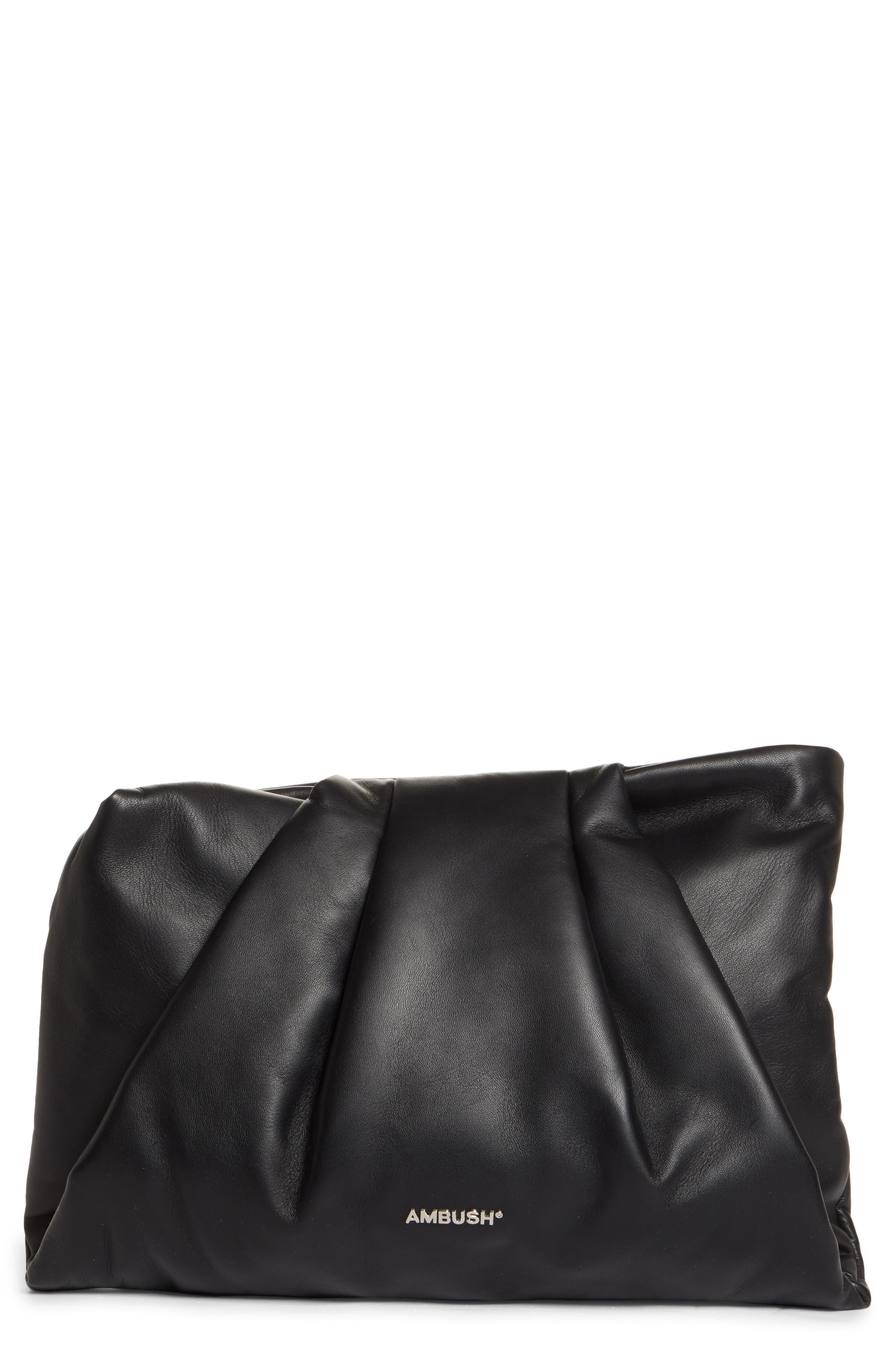 Ambush Wrap Leather Clutch in Black Silver 1072 at Nordstrom