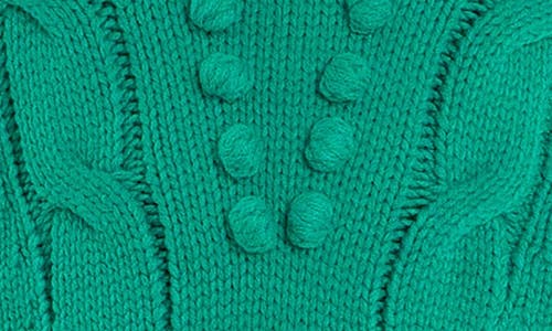 Shop English Factory Mixed Media Cable Stitch Sweater In Green/white