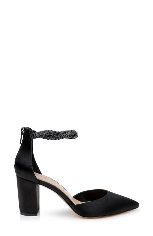 Jewel Badgley Mischka Jw5223 Womens Rhinestone Manmade Block Heels In Black Satin