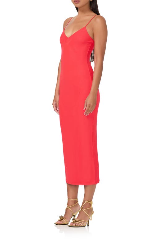 Shop Afrm Amina Mesh Midi Slipdress In Cherry