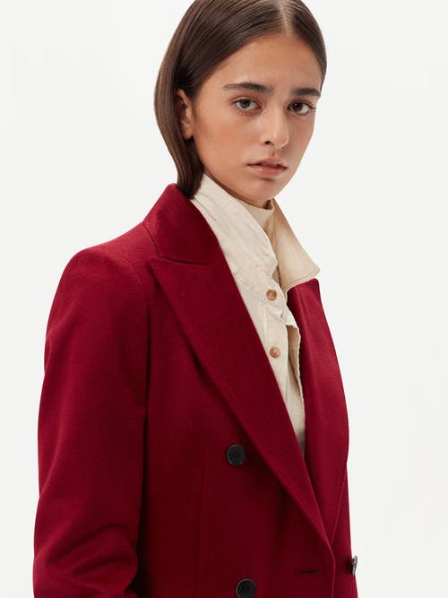 Gobi Mongolian Cashmere Cashmere Peak Lapel Long Coat In Bordeaux