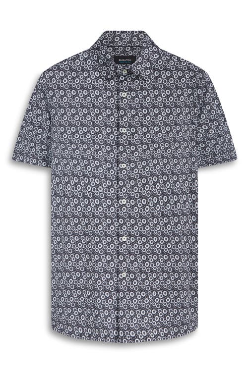 Shop Bugatchi Milo Ooohcotton® Floral Short Sleeve Button-up Shirt In Midnight