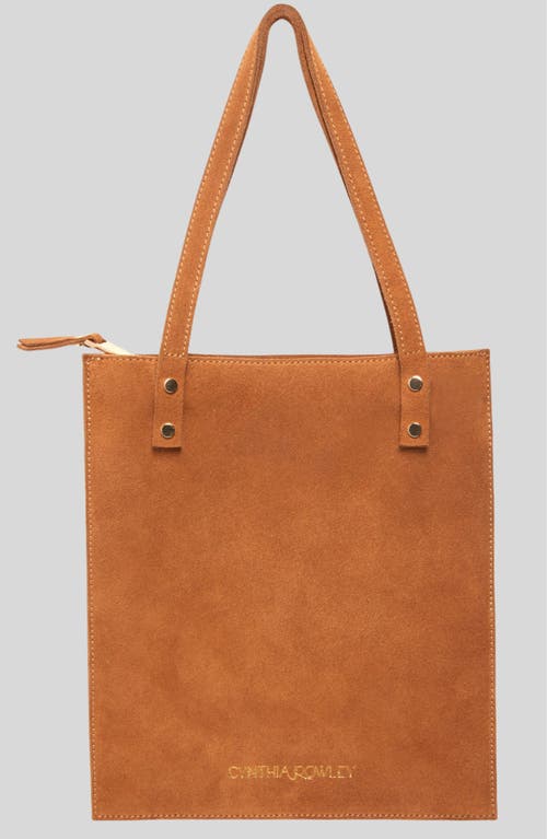 Cynthia Rowley Sleek Suede Tote In Brown