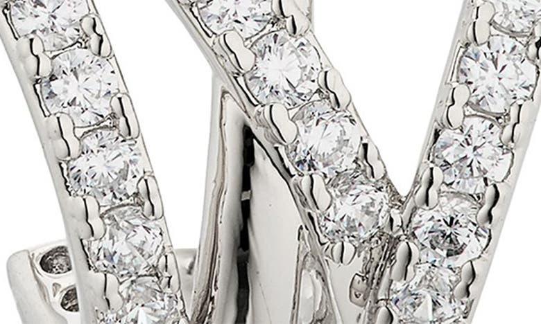 Shop Nadri Twilight Cubic Zirconia Caged Huggie Hoop Earrings In Rhodium