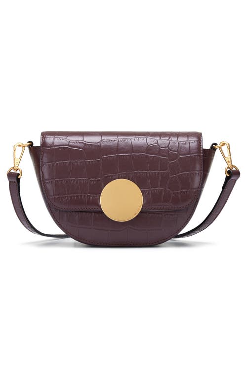 Shop Oryany Lottie Croc Embossed Leather Crossbody Bag In Brown