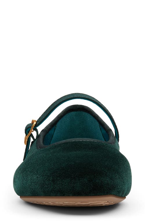 Shop Birdies Hummingbird Mary Jane Flat In Dark Green Velvet