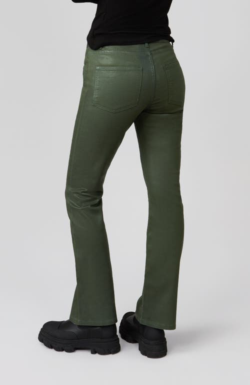 Shop Lola Jeans Billie High Rise Bootcut Jeans In Coated Dark Olive