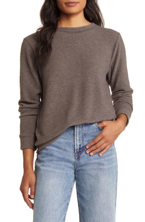 Loveappella Cozy Crewneck Long Sleeve Top Olive at Nordstrom,