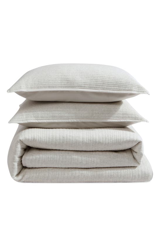 Calvin Klein Modern Ribbed Jersey 3 Piece Duvet Cover Set, King In Ivory/grey
