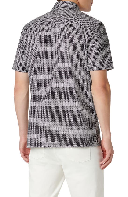 Shop Bugatchi Milo Ooohcotton® Chain Link Print Short Sleeve Button-up Shirt In Black