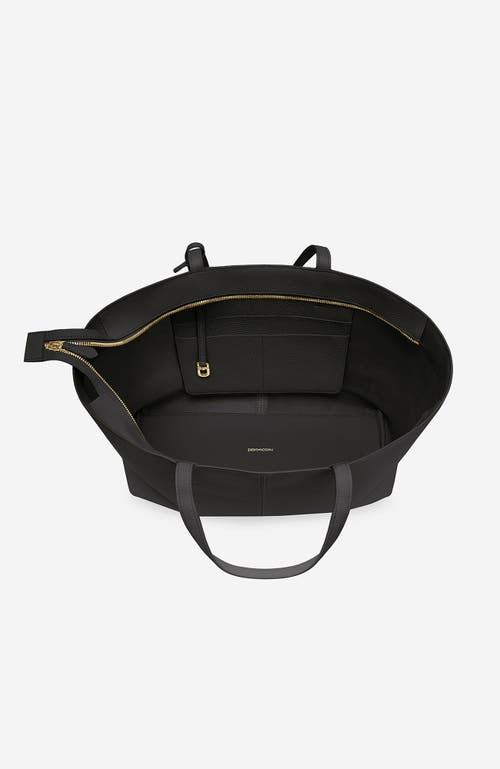 Maison De Sabre Maison De Sabré Large Leather Zipped Soft Tote In Black Caviar