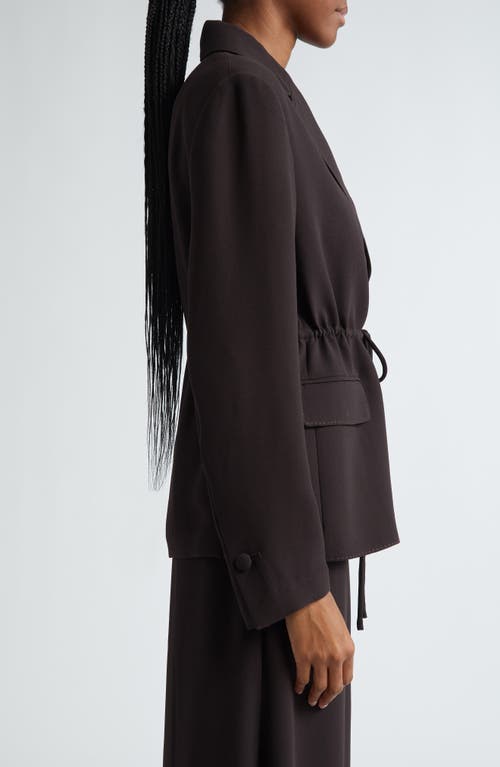 Shop St John St. John Collection Fluid Satin Back Crepe Drawstring Blazer In Mocha