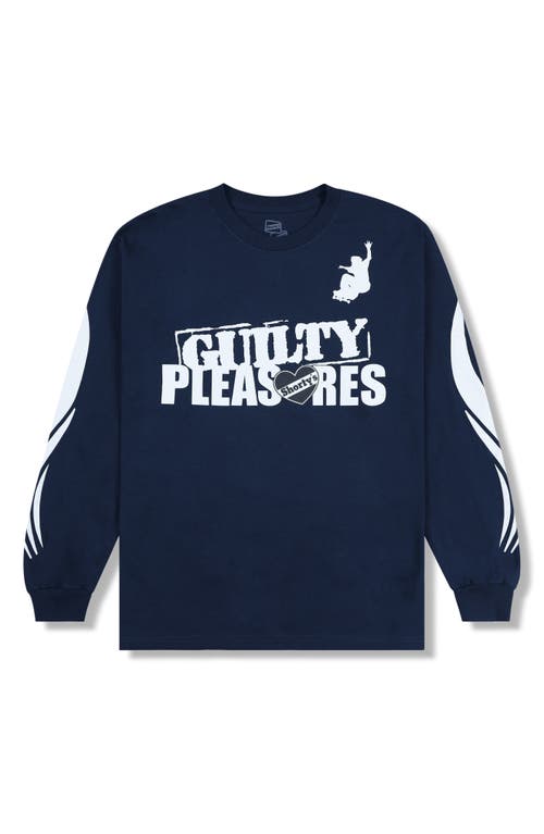 Shop Pleasures Guilty Long Sleeve Cotton Graphic T-shirt In Navy