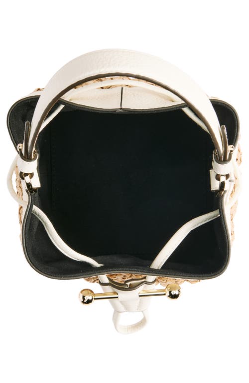 Strathberry Osette Raffia & Leather Bucket Bag In Vanilla
