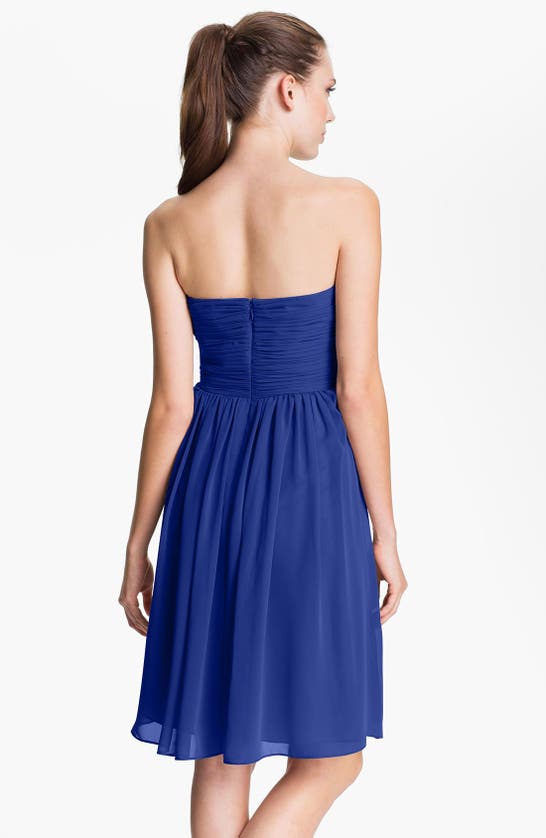 Shop Calvin Klein Strapless Ruched Chiffon Dress In Empire Blue