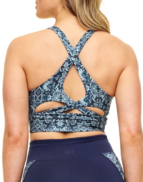 Adore Me Lotus Medium Support Lotus Sports Bra In Geo Blue