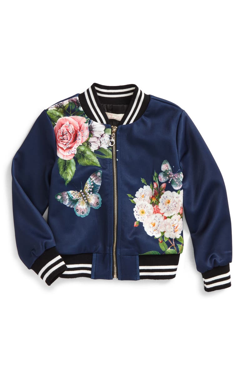 Truly Me Embellished Floral Bomber Jacket (Toddler Girls & Little Girls ...