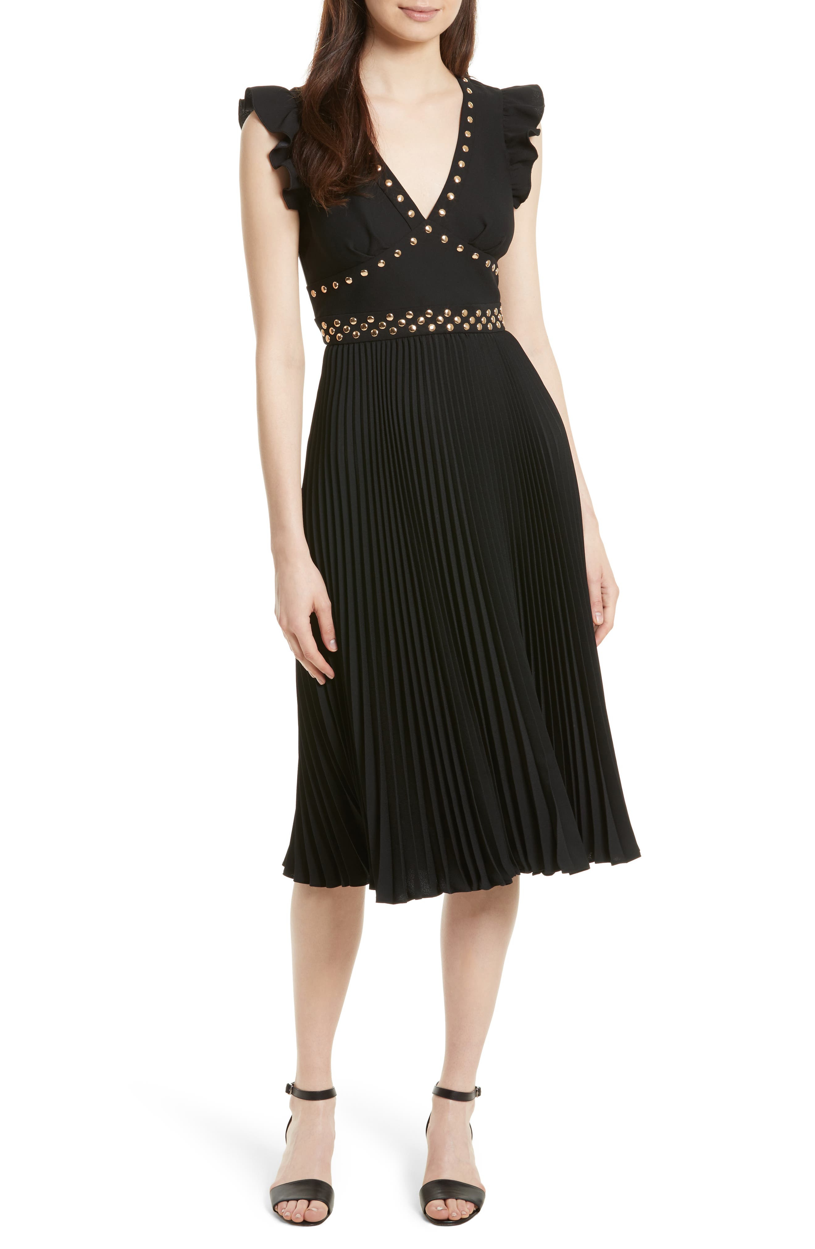 kate spade new york studded pleat fit & flare dress Nordstrom