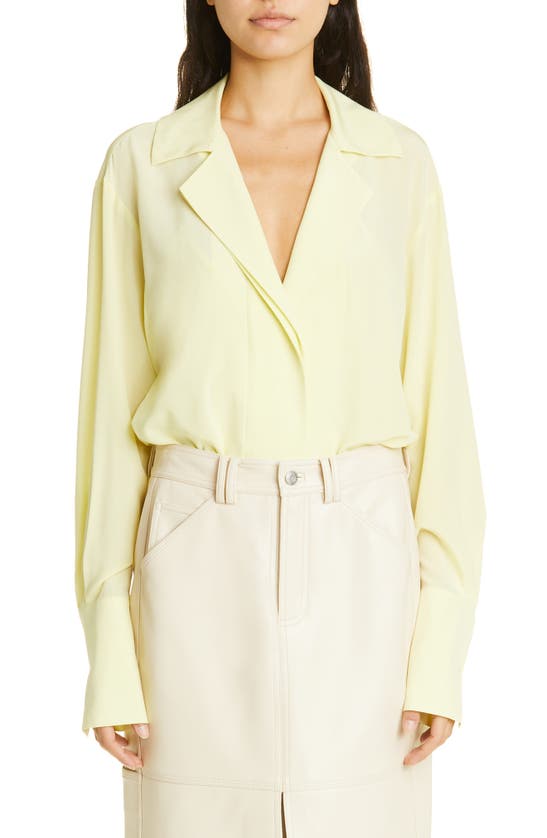 Shop A.l.c . Diana Long Sleeve Silk Blend Bodysuit In Canary