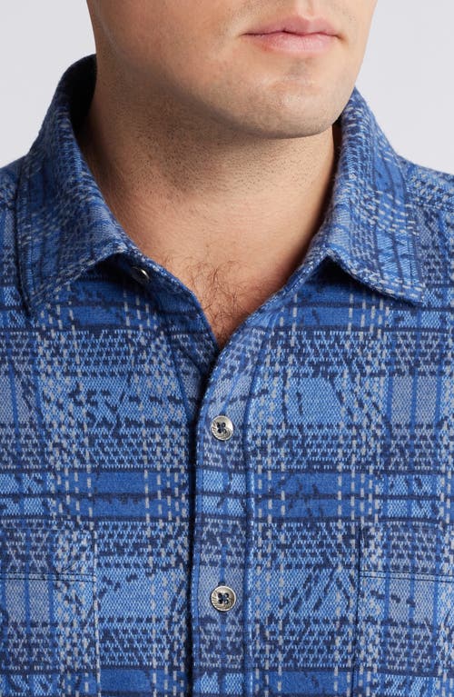 Shop Tommy Bahama Fireside Fronds Plaid Strech Flannel Button-up Shirt In Blue Marlin