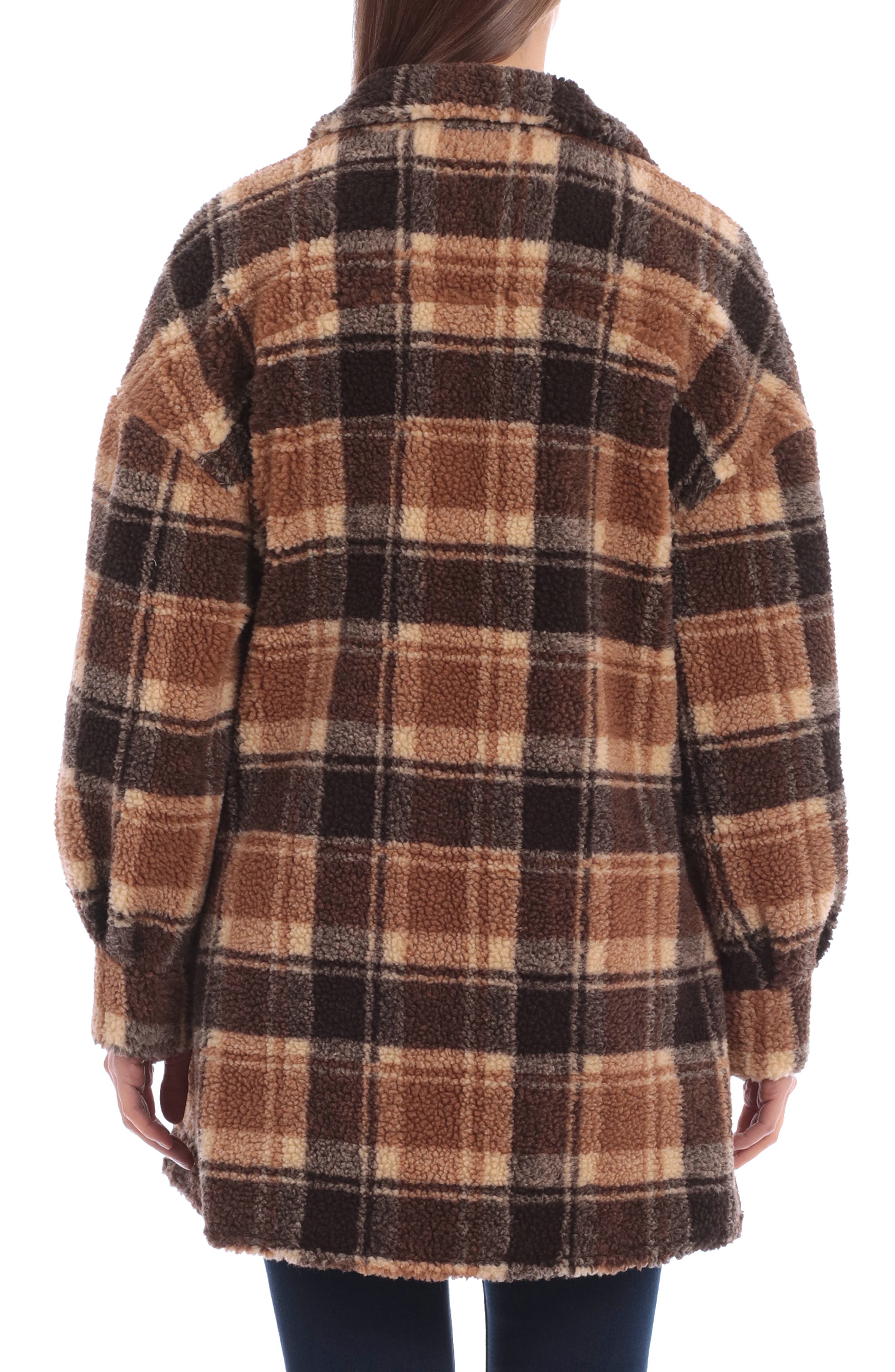 plaid teddy lined shirt jacket