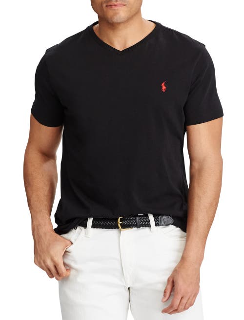 Polo Ralph Lauren V Neck Classic Fit Tee Shirt In Black