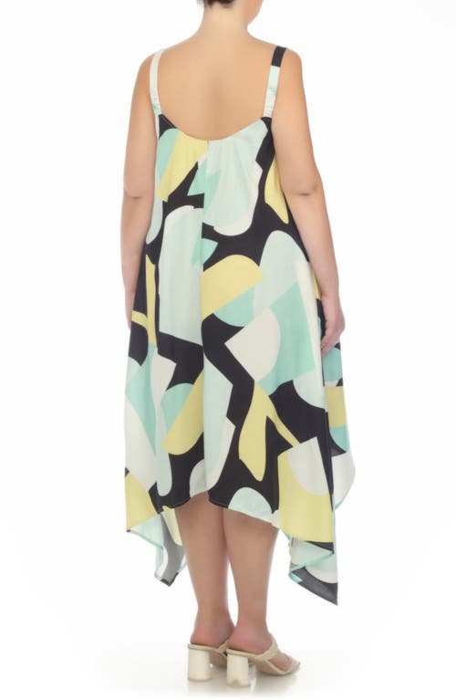 Boho Me Print Handkerchief Hem Maxi Dress In Aqua/yellow