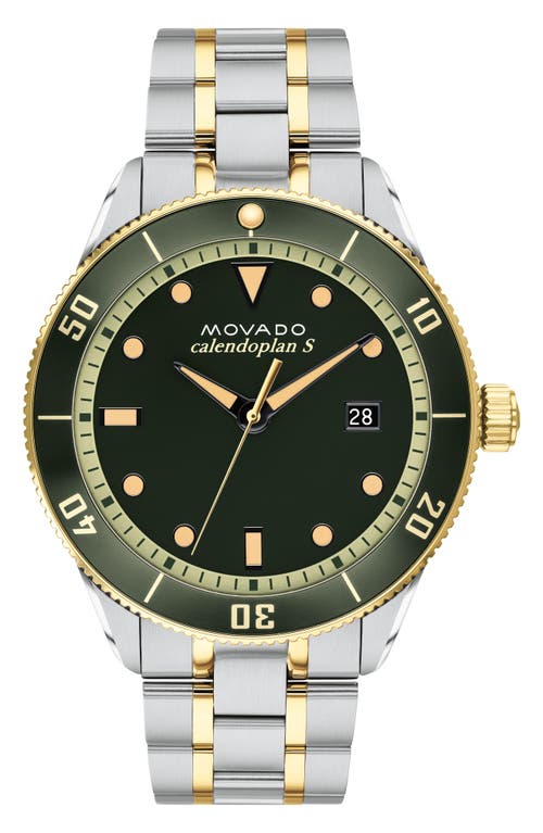 Movado Heritage Bracelet Watch, 43mm In Gold/green/silver