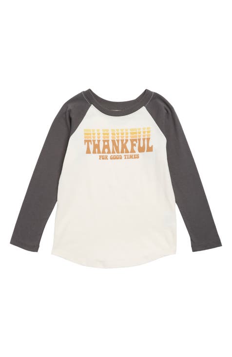 Kids' Thankful Long Raglan Sleeve Cotton Graphic T-Shirt (Toddler, Little Kid & Big Kid)