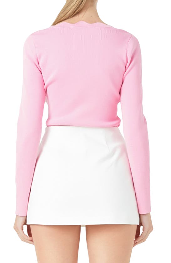 Shop Endless Rose Scallop Square Neck Sweater In Pink