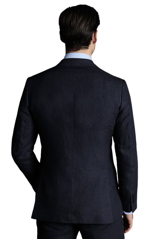 Shop Charles Tyrwhitt Linen Slim Fit Jacket In Dark Navy